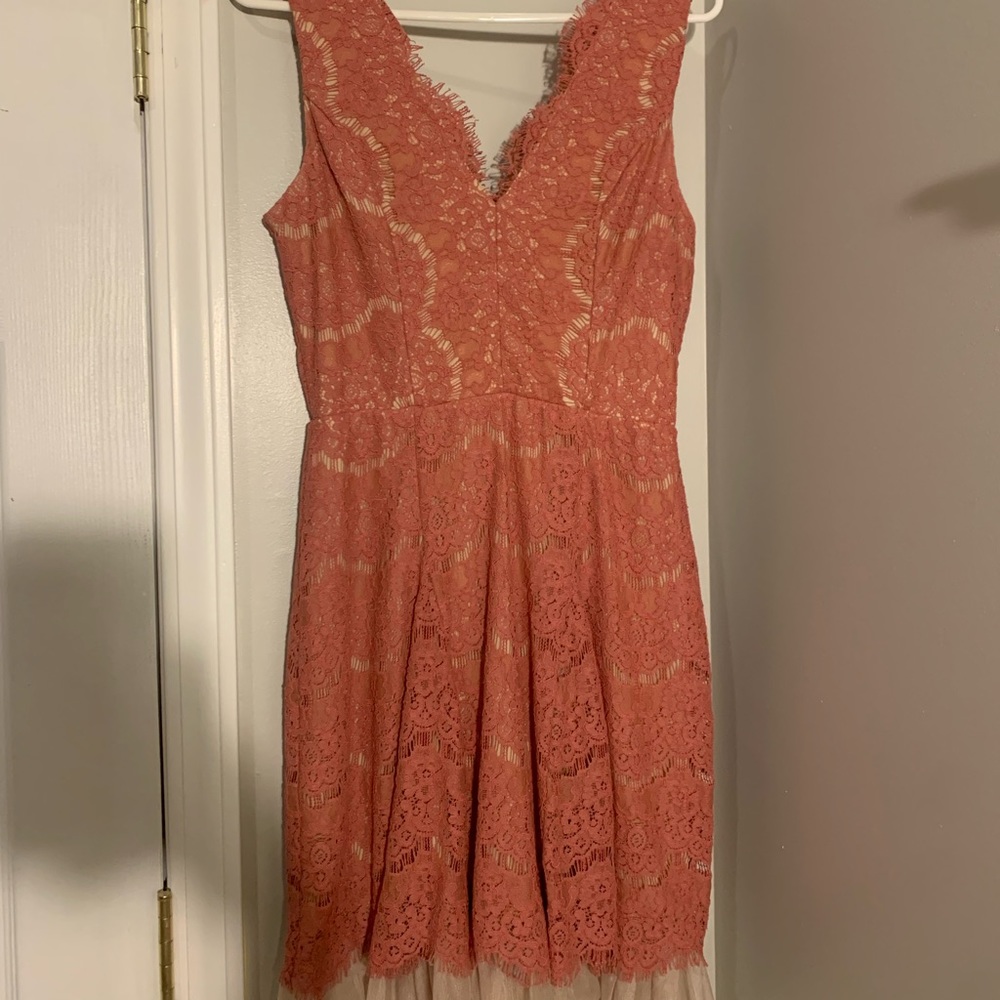 M blush/ nude Francesca’s lace dress. Tool on the bottom